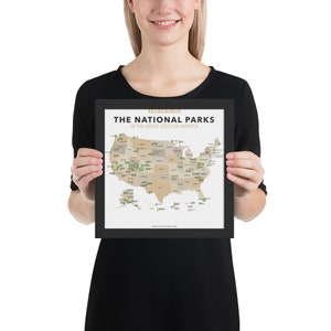 Ingelijste nationale parkenkaart van More Than Just Parks - Print van museumkwaliteit, verkrijgbaar in meerdere maten