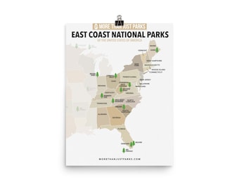 East Coast National Parks Poster | 12x16" Museum-Quality Matte Print | Room & Office Decor | Unframed