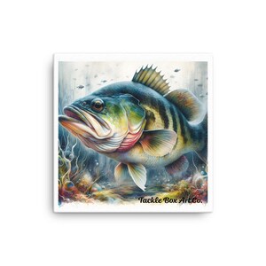 Gone Fishin&#39; Dreams: Watercolor Rustic Fishing Art Canvas Print by Tackle Box Art Co.| Largemouth Bass
