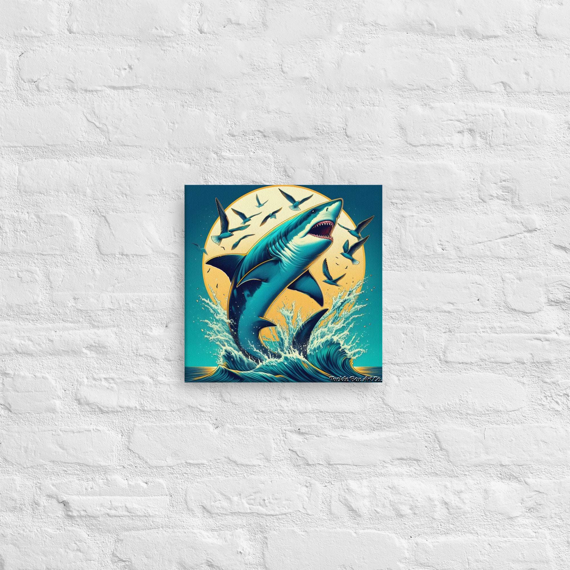 Majestic Mako Dynamic Shark Breach by Tackle Box Art Co. Canvas Print Shark Art Wall Art Gift