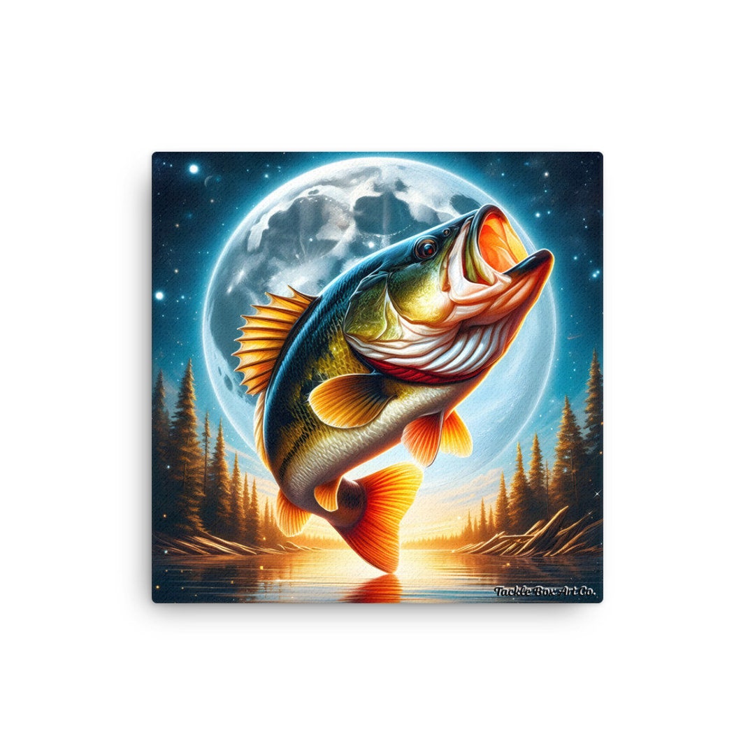Lunar Lull Hypnotic Largemouth Bass at Midnight by Tackle Box Art Co