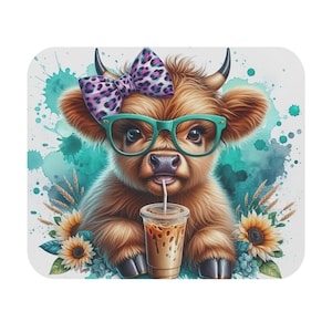 Niedliche Kuh Maus Pad, Schreibtisch Accessoire für Tierliebhaber, Büro Dekor, Geschenk für Kuh Liebhaber, Bunte Kuh Art