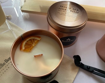 Vela de cera de soja de pomelo y limón, 6 oz, fresca y picante, vela de lujo, altamente fragante, frasco recargable, vela perfumada