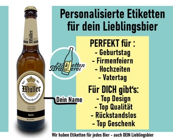 Personalisierte Bier Etiketten für dein Lieblingsbier als persönliches Geschenk, Bieretikett für Geburtstag, JGA, Hochzeit oder Vatertag #Ws