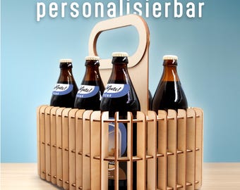 Portabottiglie in legno personalizzato | Regalo di compleanno per uomo | Incisione | Portabottiglie per 6 bottiglie