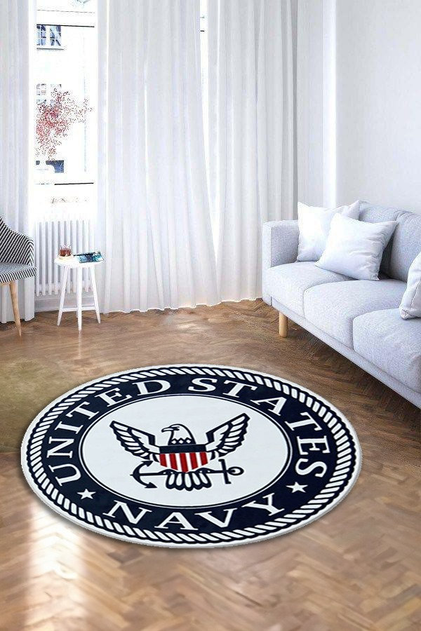 Navy Office Rug USA Navy Logo Round Carpet: Man Cave Office Decor - Etsy