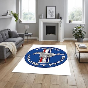 Ford mustang  logo  rug, for garage, carpet for your apartment, hobby room rug, man cave rug