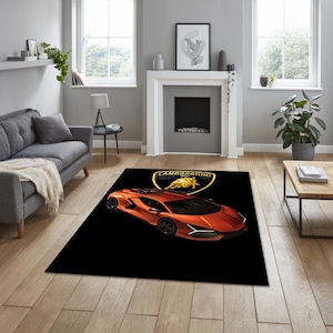 Lamborghini rectangular carpet, for garage, carpet for your apartment, hobby room rug, man cave rug, for fathers, for your workplace,