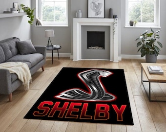 Shelby Mustang Cobra Rug,  man cave, For fathers, living room rug, office rug, birthday gift, for game rooms, custom design, decorative rug,