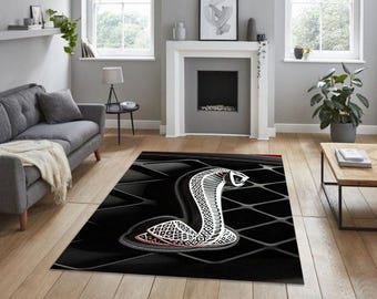 Shelby Mustang Cobra Rug,  man cave, For fathers, living room rug, office rug, birthday gift, for game rooms, custom design, decorative rug,