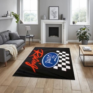 ford racıng rectangular carpet, for garage, carpet for your apartment, hobby room rug, man cave rug, for fathers, for r workplace, birthday
