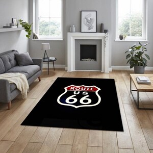 Route 66 rectangular carpet, for garage, carpet for your apartment, hobby room rug, man cave rug, for fathers, workplace, birthday