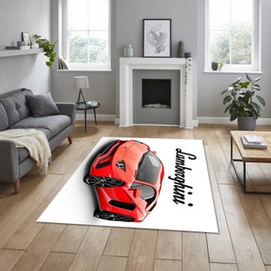 Lamborghini rectangular carpet, for garage, carpet for your apartment, hobby room rug, man cave rug, for fathers, for your workplace,
