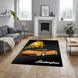 Lamborghini rectangular carpet, for the garage, living room carpet, hobby room carpet, man cave , for fathers, for your workplace, office
