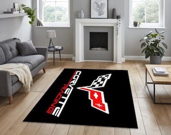 Corvette  logo rectangular carpet, for garage, carpet for your apartment, hobby room rug, man cave rug, for fathers, for your workplace,