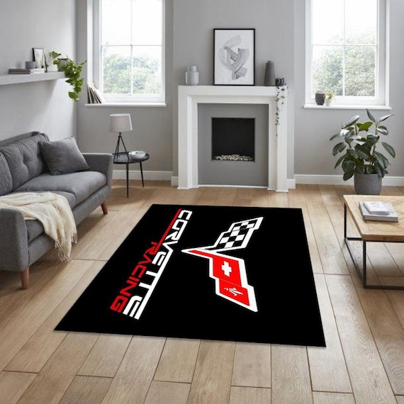 Corvette Logo Rectangular Carpet, for Garage, Carpet for