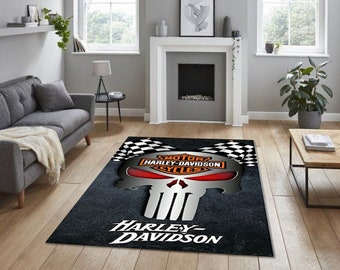 Harley Davidson rechteckiger Teppich, für die Garage, Teppich für Ihre Wohnung, Hobbyraumteppich, Männerhöhlenteppich, für Väter, für Ihren Arbeitsplatz,