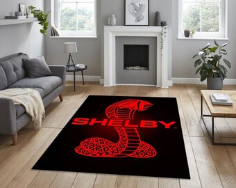 Shelby Mustang Cobra Rug,  man cave, For fathers, living room rug, office rug, birthday gift, for game rooms, custom design, decorative rug,