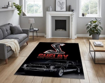 Shelby Mustang Cobra Rug,  man cave, For fathers, living room rug, office rug, birthday gift, for game rooms, custom design, decorative rug,