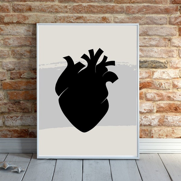 Herz Anaomie Druck, Digitale Kunst, Medizin Poster, Anatomie Wanddeko, Geschenk für Arzt, Geschenk für Krankenschwester, Herz Design