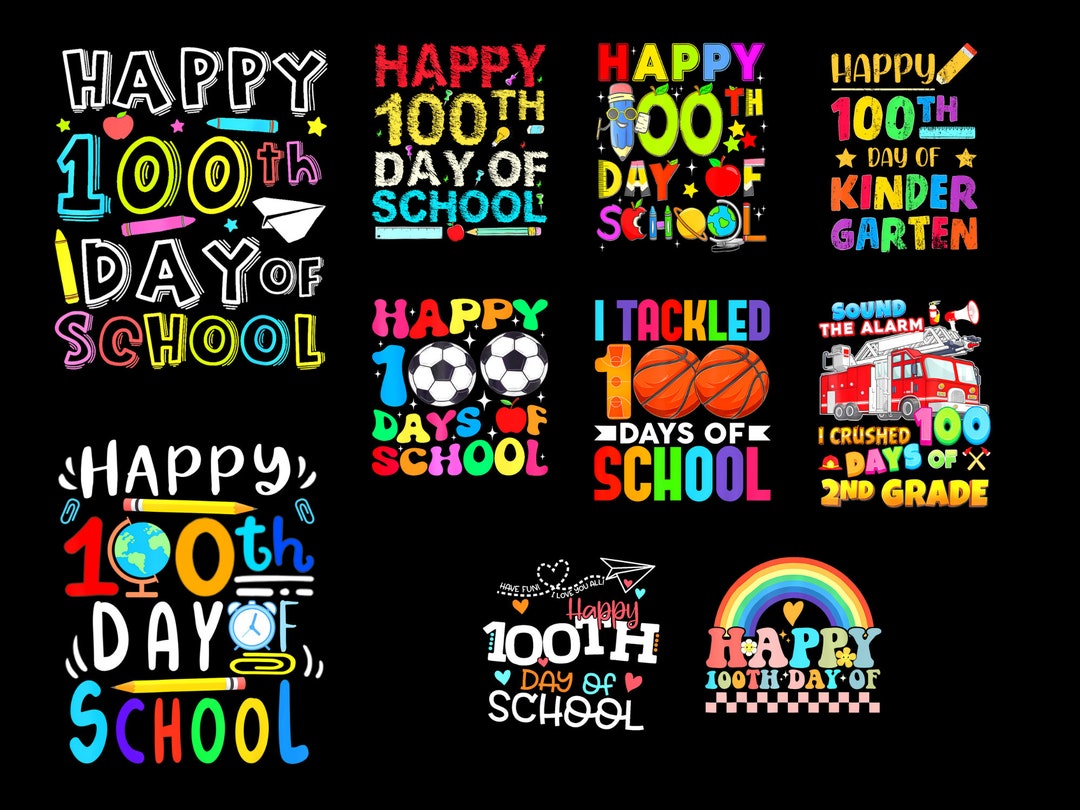 100 Days of School Bundle, 100th Day of School PNG, Happy 100 Days of