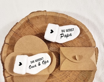 Babysocke Schwarz Schwangerschaft verkünden / Ihr werdet Oma Opa / Du wirst Tante Onkel / Baby Socke Schwangerschaftsverkündung