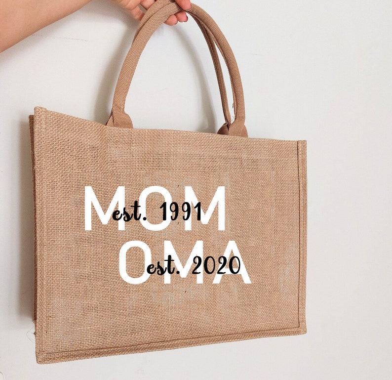 Sac en jute personnalisé MAMAN GRAND-MA Sac de marché Cadeau Cadeaux personnalisés Fête des Mères Cadeau pour maman Cadeau fête des mères image 1