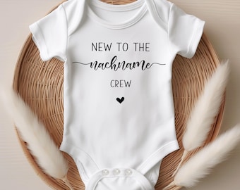 Baby bodysuit New to the Crew Last Name 3 / Pregnancy announcement / Pregnancy announcement / Birth gift / Personalized baby bodysuit