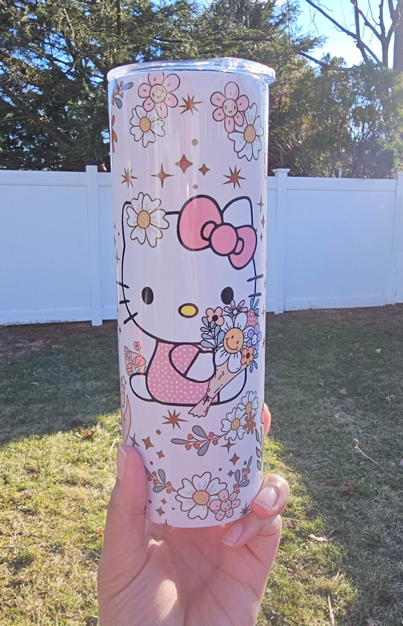 Cute Coffee Tumbler, Hello Kitty Drinkware, Kawaii Travel Tumbler, Pink