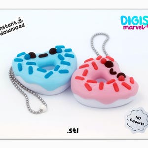 Kawaii Schlüsselanhänger STL, Herz Donut Accessoires STL | Niedliche Schlüsselbund 3d Druckdatei | Persönliche Nutzung