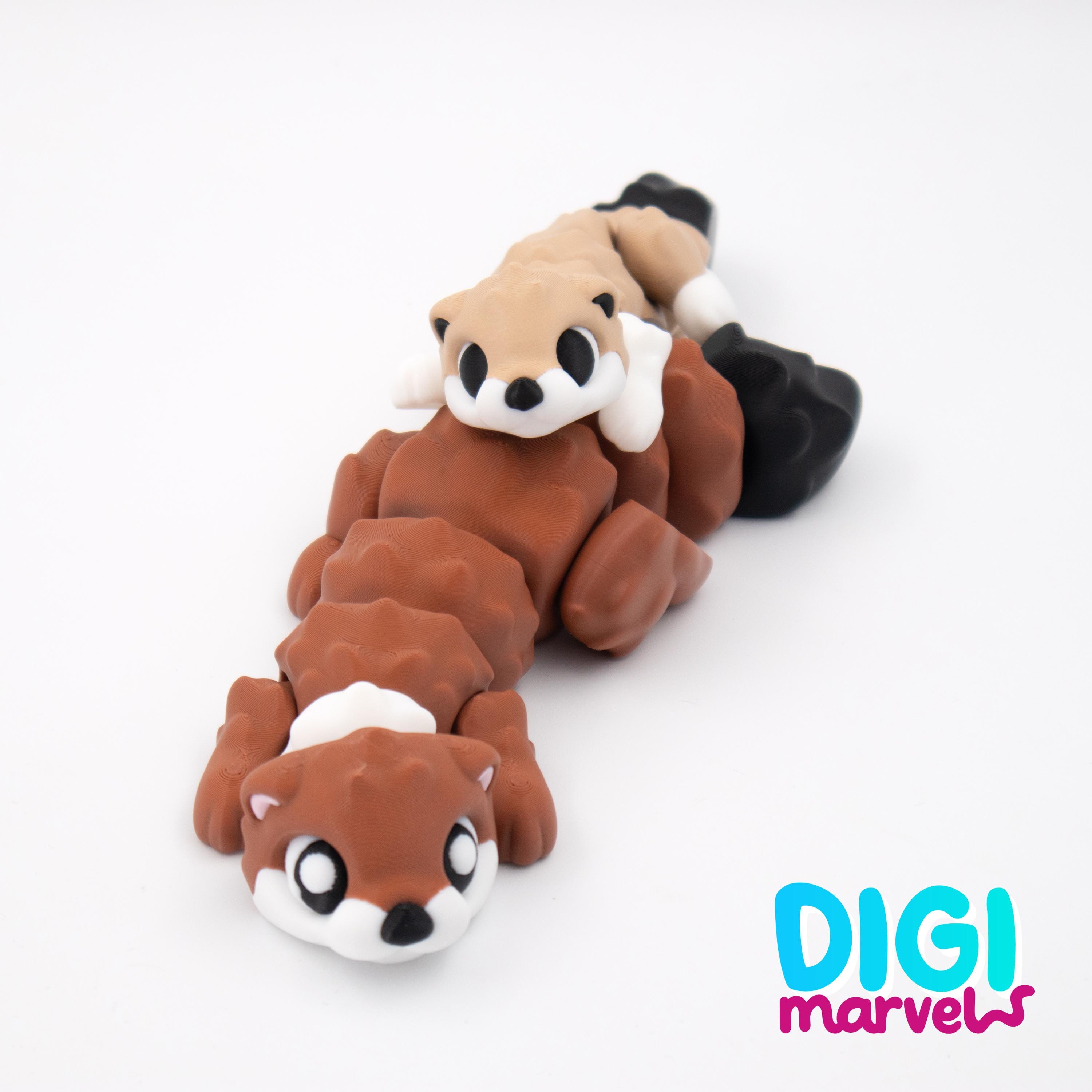 Weasel Key Chain Flexi River Otter STL, 3mf File | Articulated Weasel Toy + Keychain ...