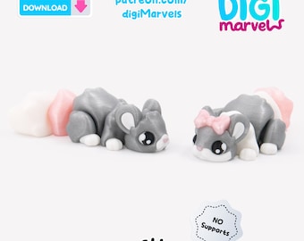 Chinchilla Flexi STL & 3MF | Articulated Print-in-Place Keychain | Kawaii Fidget Toy | Bambu AMS Ready Digital Download (Personal Use)