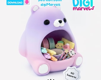 Arquivo para impressão 3D do organizador de barriga de urso: Decoração para casa em formato STL e 3MF (Download digital)