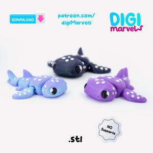 Flexi Whale Shark STL, 3mf File | Articulated Toy + Keychain | File For 3d Printing | Personal Use