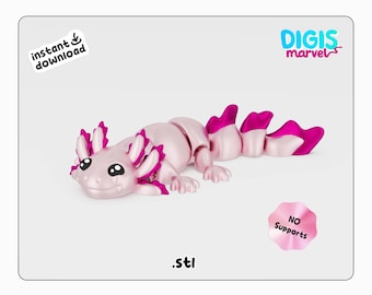 Articulated Axolotl STL File: Print-in-Place Flexi Toy (3mf Files)