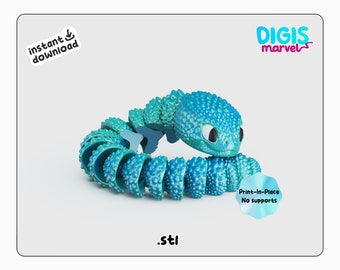 Articulated Snake Toy STL File: Print-in-Place Flexi Reptile