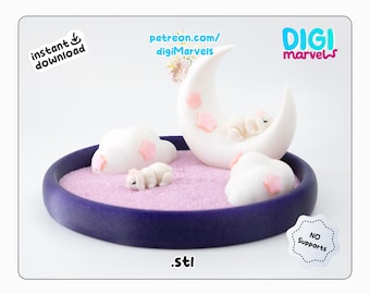 Moon Zen Garden 3D Print File: Mini Home Decor (STL, 3MF Digital Download)