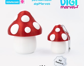 Mushroom Stash Jar Keychain STL: 3D Printing File (Commercial Use)