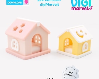 Dreamy Pet House STL & 3MF | Celestial Tealight Candle Holder | Kawaii Miniature Cottage Display | Sensory Building Kit | Digital Download