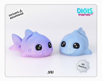 Baby Shark Articulated Flexi Toy STL File: Print-in-Place (Digital Download)