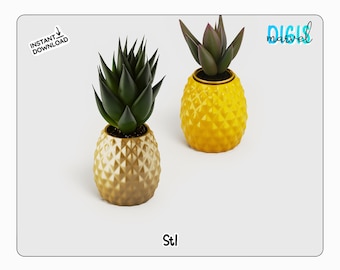 Vaso em formato de abacaxi STL | Arquivo de impressão 3D para decoração de casa