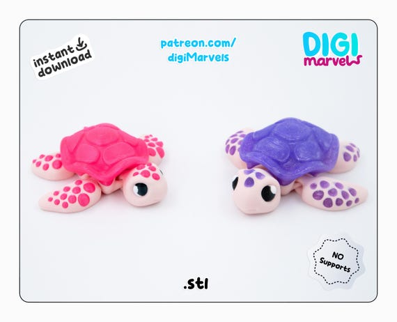 Flexi Sea Turtle STL File: Articulated 3D Print Toy + Keychain (3MF File, Personal Use)