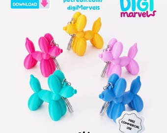 Balloon Dog Keychain STL | Keychain 3d Printing File | Commercial Use