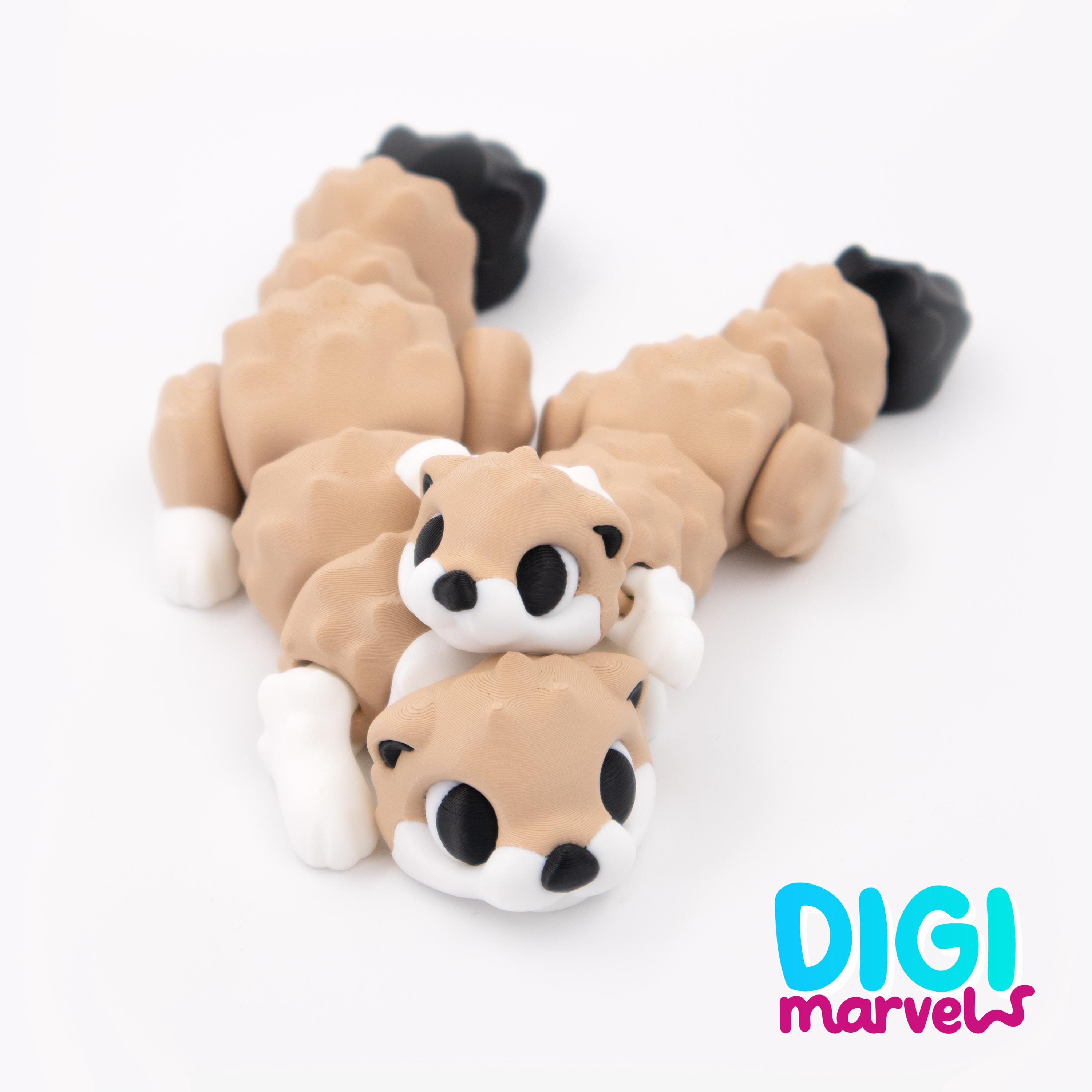 Weasel Key Chain Flexi River Otter STL, 3mf File | Articulated Weasel Toy + Keychain ...