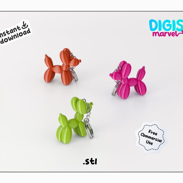 Balloon Dog Keychain STL | Keychain 3d Printing File | Commercial Use
