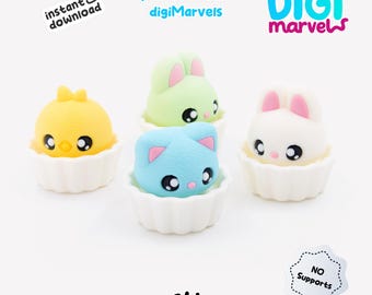Kawaii Mochi Clickers STL, 3mf File | Cat, Bunny, Chick Fidget Toy | File For 3d Printing | Personal Use