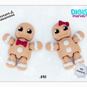 Baby Gingerbread Articulated STL File | Print-in-Place Flexi Christmas Toy and Keychain | File for 3d Printing | Personal Use