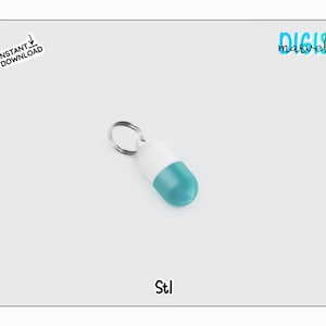 Kapsel Schlüsselanhänger STL | Pillenförmige Behälter 3d Druckdatei | Kommerzielle Nutzung