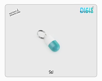 Capsule Keychain STL | Pill Shaped Container 3d Printing File | Commercial Use