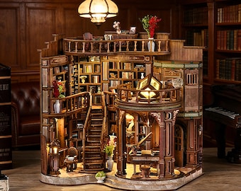 DIY Book Nook Library Kit | Miniature Wooden Bookshelf Insert